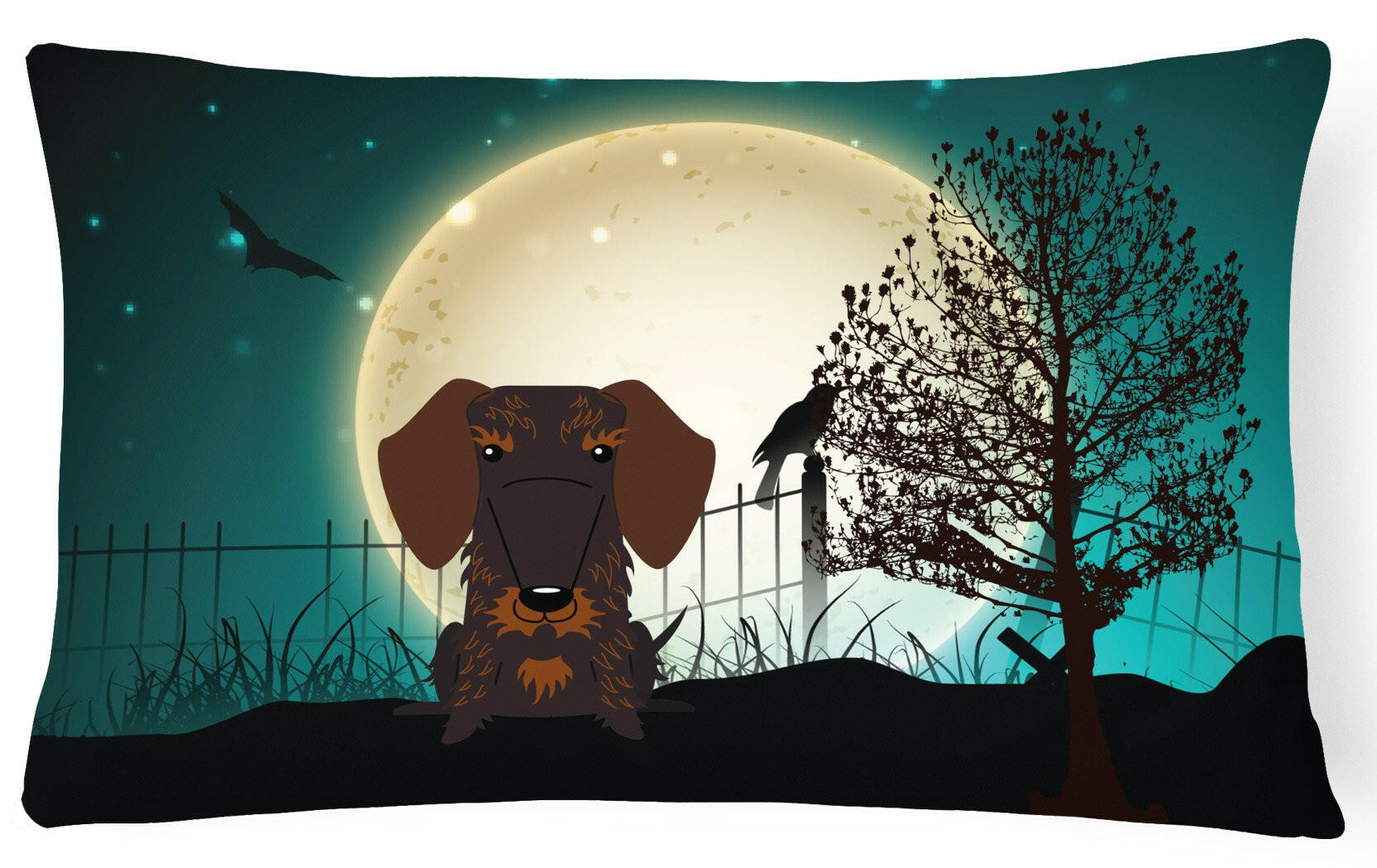 Halloween Scary Wire Haired Dachshund Chocolate Canvas Fabric Decorative Pillow BB2319PW1216 by Caroline's Treasures