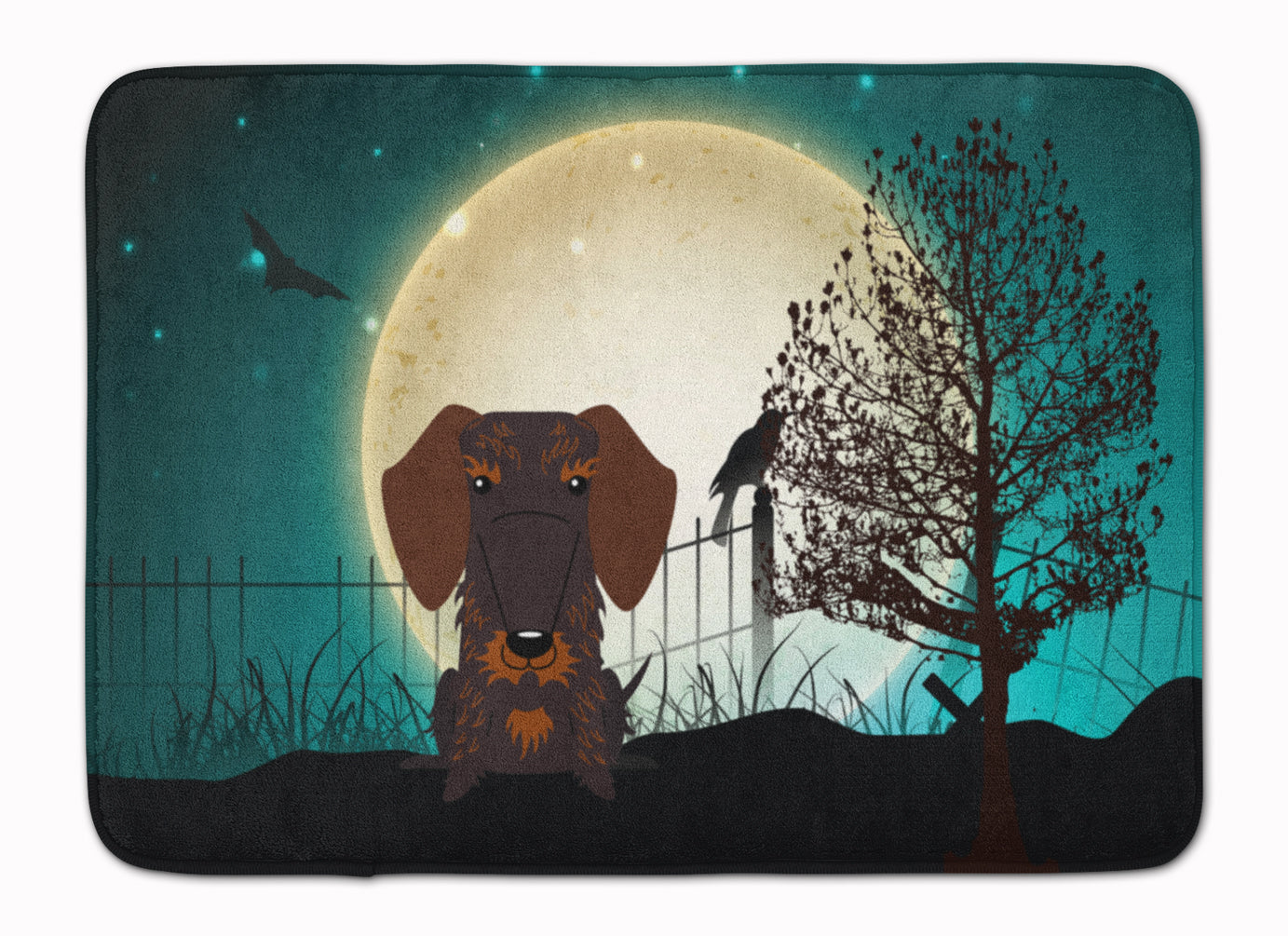Halloween Scary Wire Haired Dachshund Chocolate Machine Washable Memory Foam Mat BB2319RUG - the-store.com