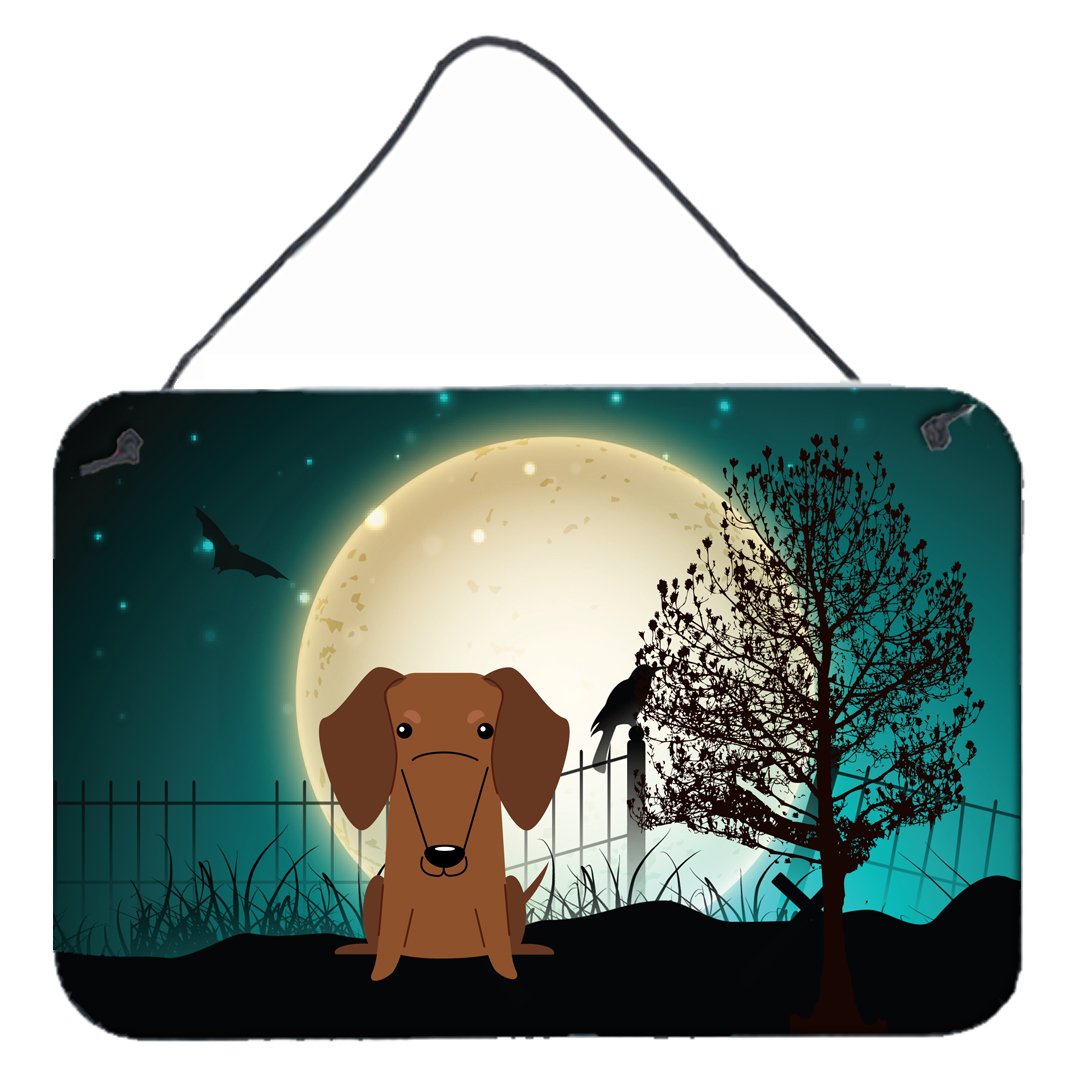 Halloween Scary Dachshund Red Brown Wall or Door Hanging Prints BB2320DS812 by Caroline&#39;s Treasures