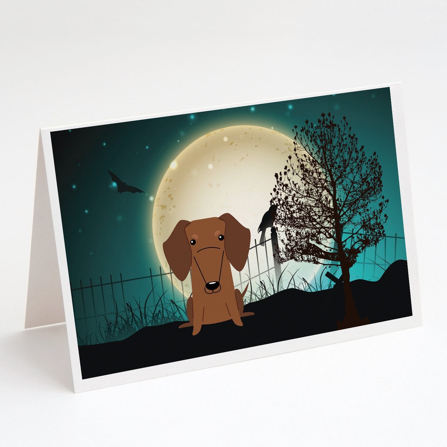Buy this Halloween Scary Dachshund Red Brown Greeting Cards and Envelopes Pack of 8