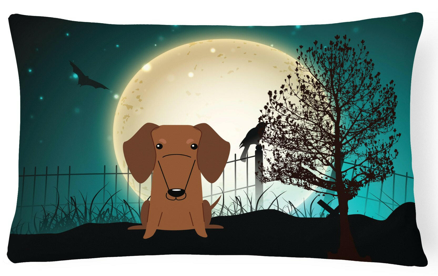 Halloween Scary Dachshund Red Brown Canvas Fabric Decorative Pillow BB2320PW1216 by Caroline's Treasures