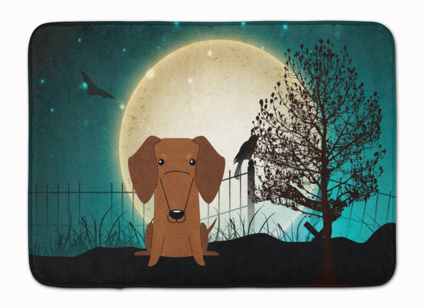Halloween Scary Dachshund Red Brown Machine Washable Memory Foam Mat BB2320RUG - the-store.com