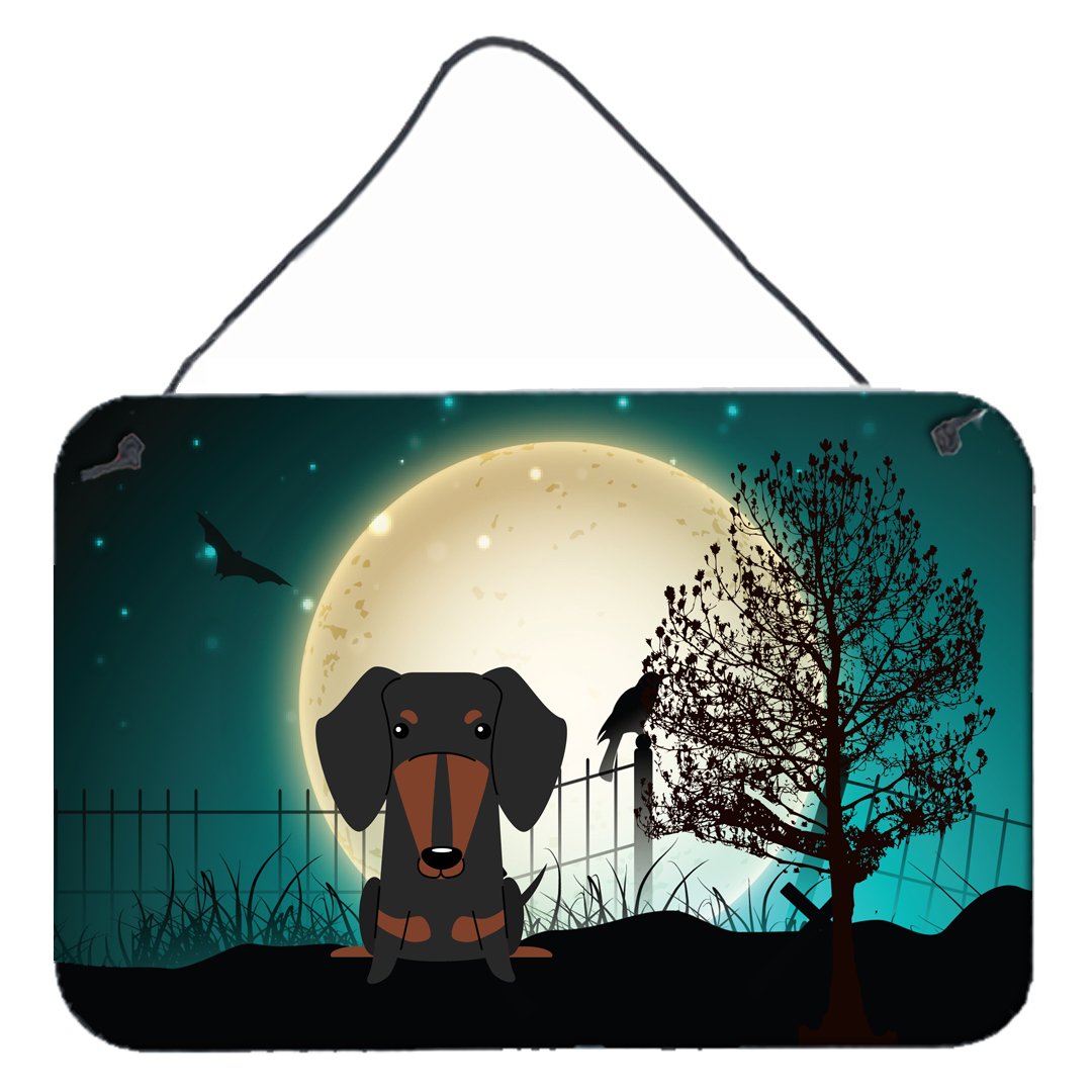 Halloween Scary Dachshund Black Tan Wall or Door Hanging Prints BB2322DS812 by Caroline's Treasures