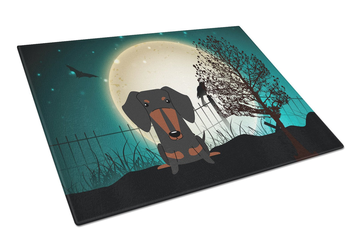 Halloween Scary Dachshund Black Tan Glass Cutting Board Large BB2322LCB by Caroline&#39;s Treasures