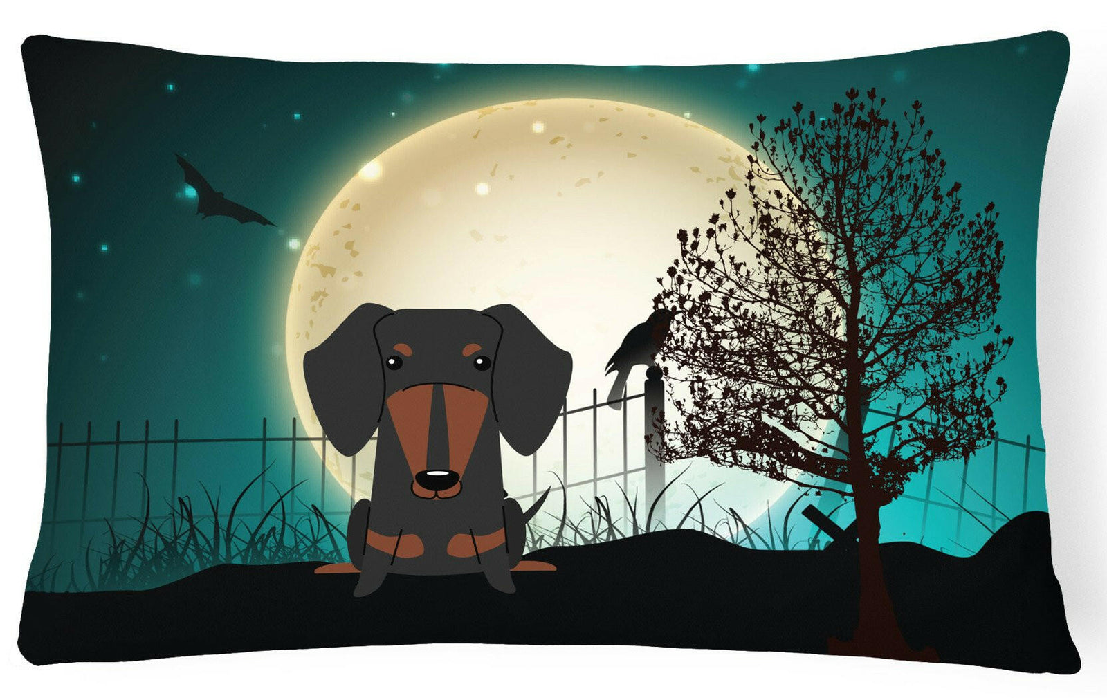 Halloween Scary Dachshund Black Tan Canvas Fabric Decorative Pillow BB2322PW1216 by Caroline's Treasures