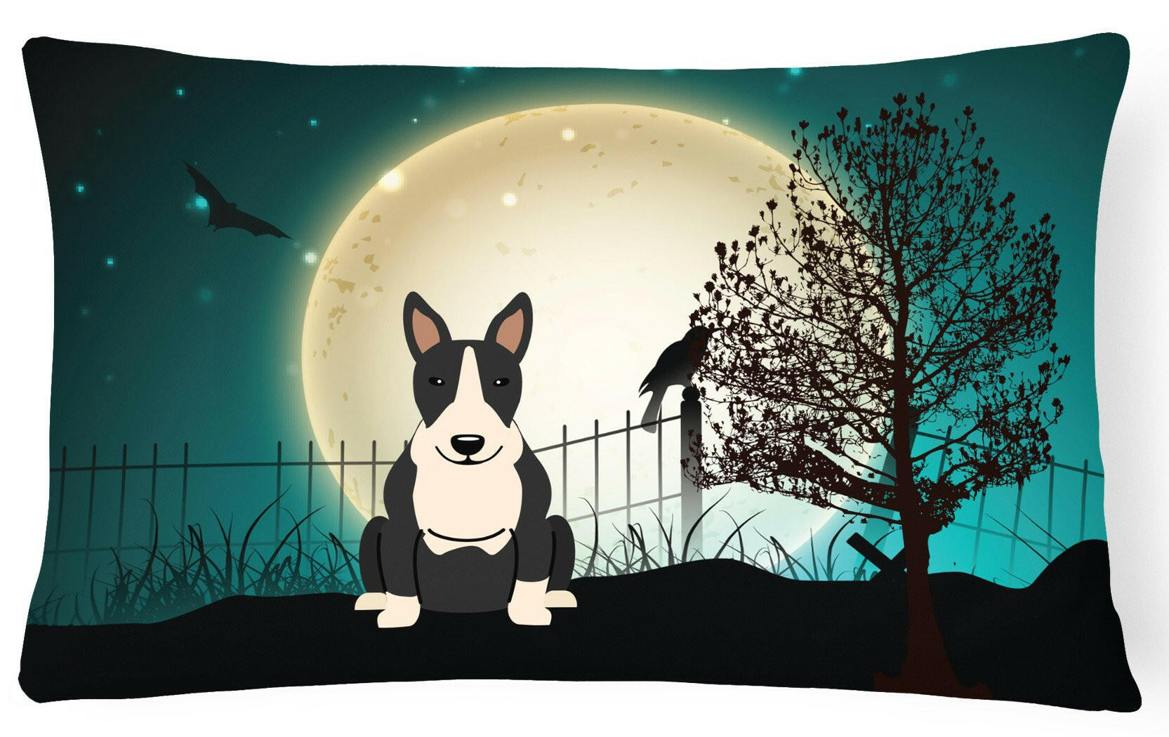 Halloween Scary Bull Terrier Black White Canvas Fabric Decorative Pillow BB2323PW1216 by Caroline's Treasures