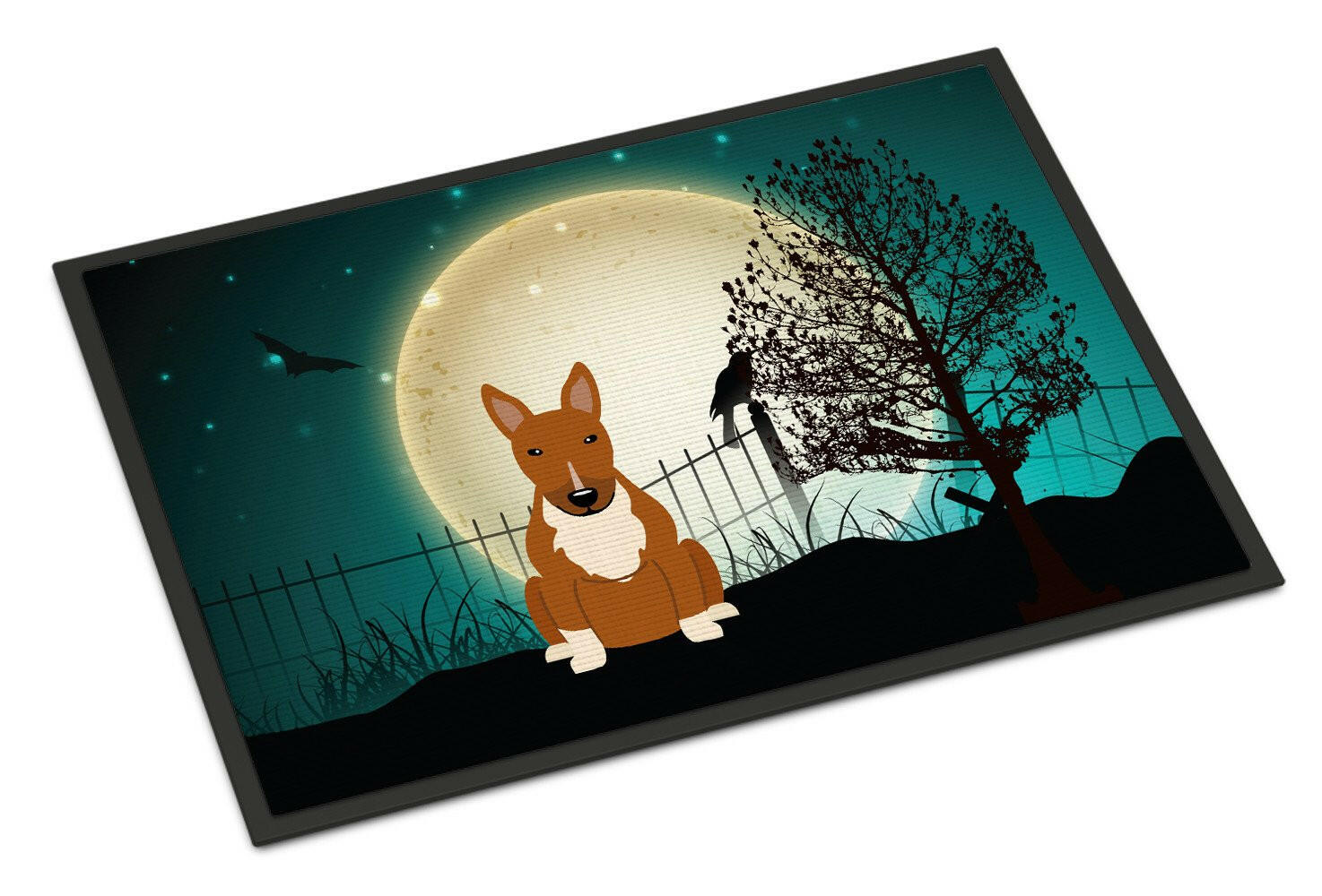 Halloween Scary Bull Terrier Red Indoor or Outdoor Mat 18x27 BB2324MAT - the-store.com