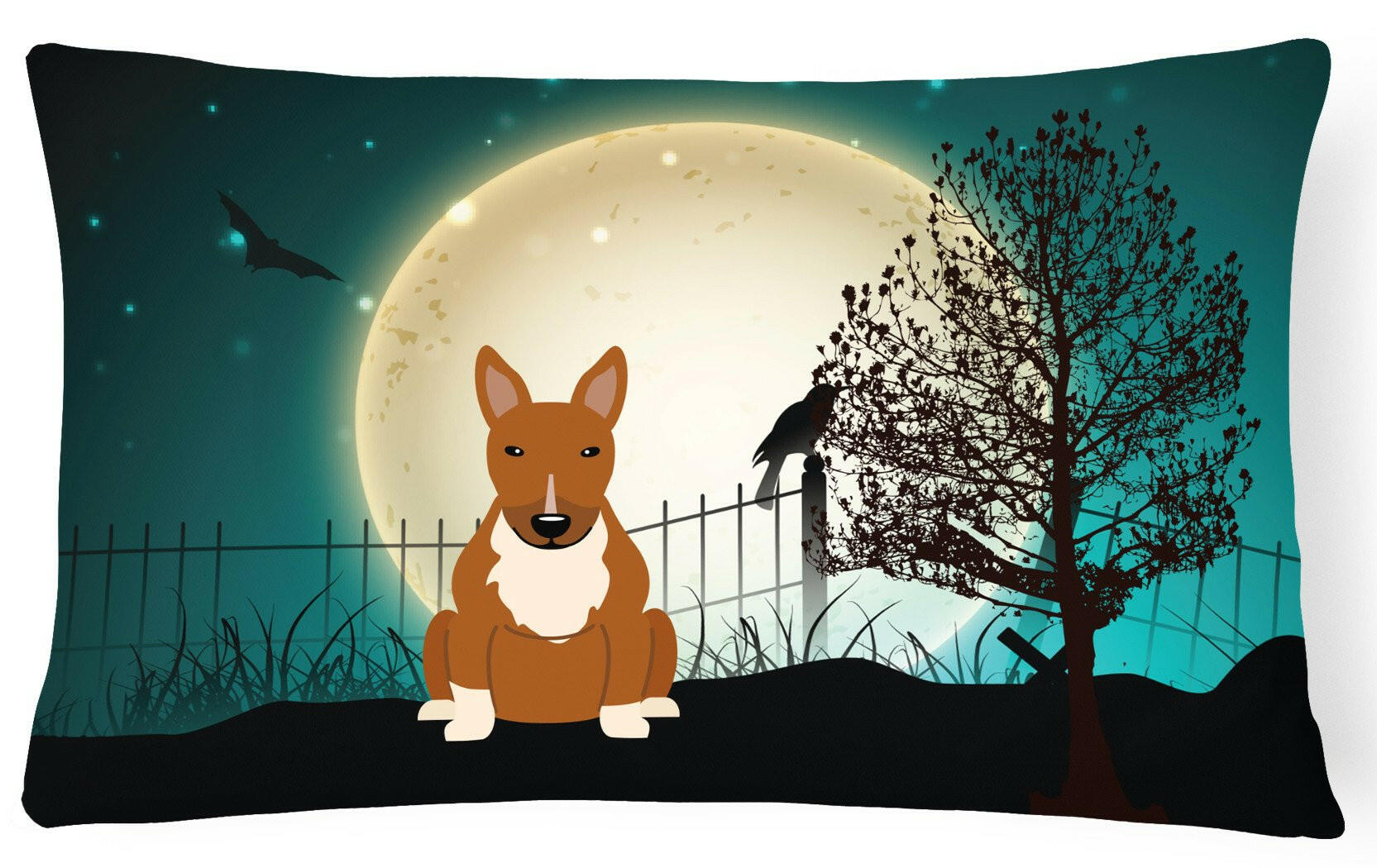 Halloween Scary Bull Terrier Red Canvas Fabric Decorative Pillow BB2324PW1216 by Caroline's Treasures