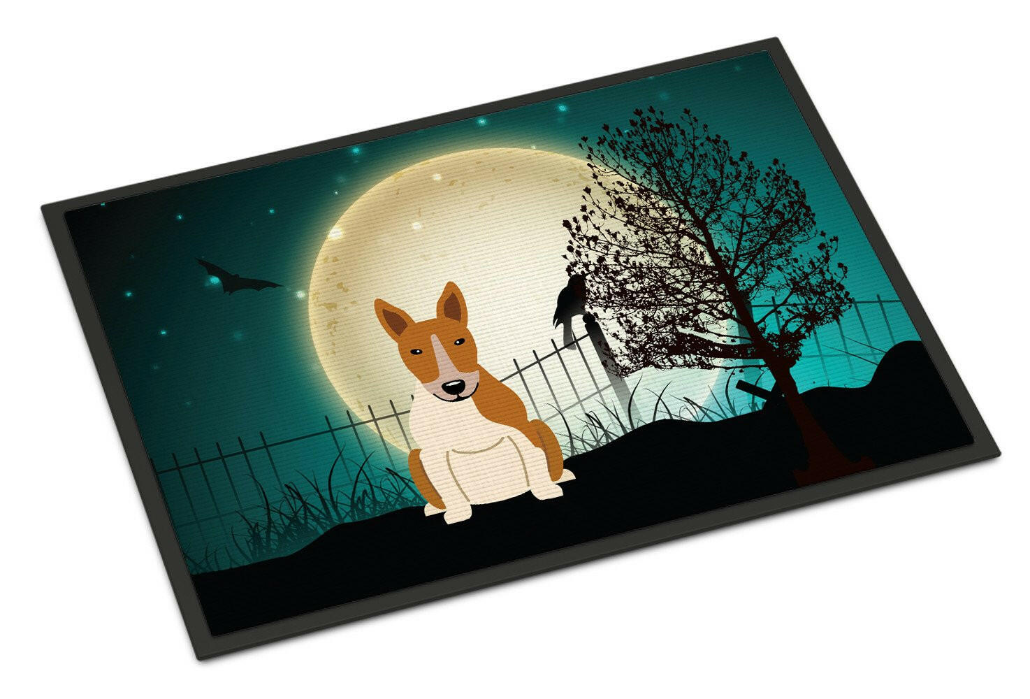 Halloween Scary Bull Terrier Red White Indoor or Outdoor Mat 24x36 BB2325JMAT - the-store.com