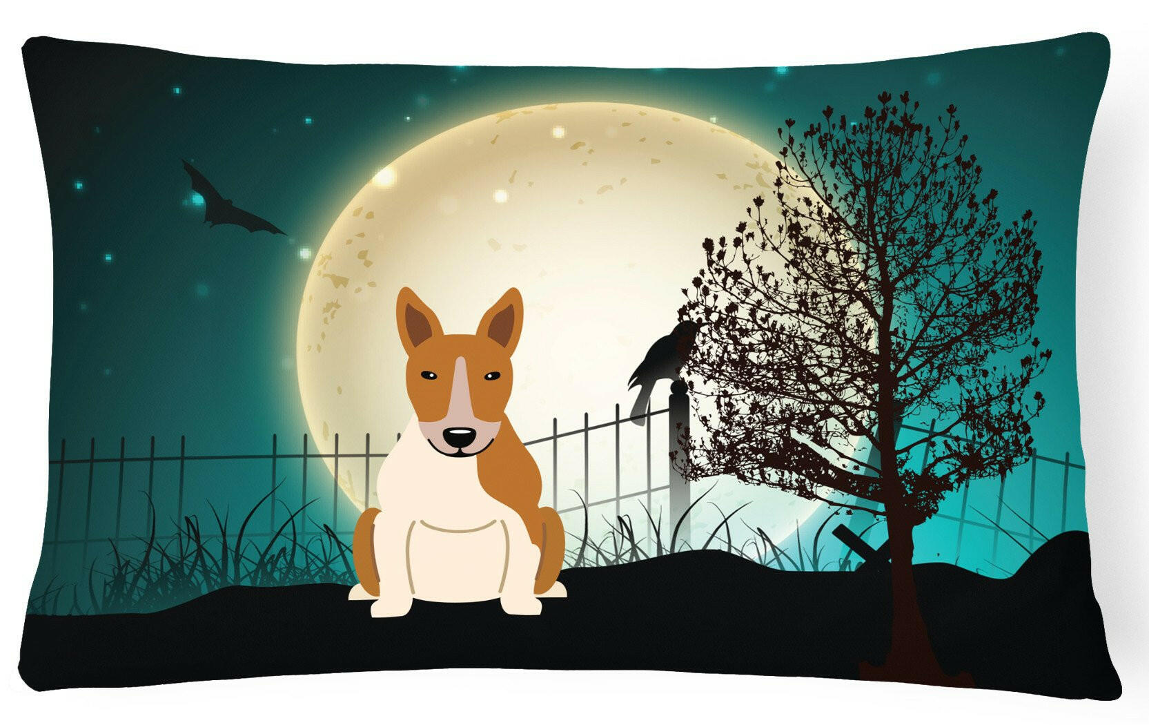 Halloween Scary Bull Terrier Red White Canvas Fabric Decorative Pillow BB2325PW1216 by Caroline's Treasures