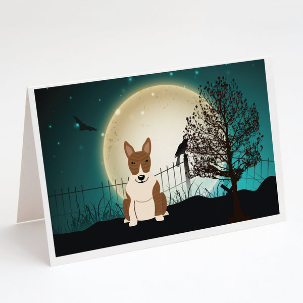 Buy this Halloween Scary Bull Terrier Brindle Greeting Cards and Envelopes Pack of 8