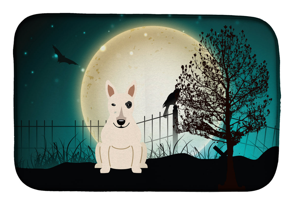 Halloween Scary Bull Terrier White Dish Drying Mat BB2328DDM  the-store.com.