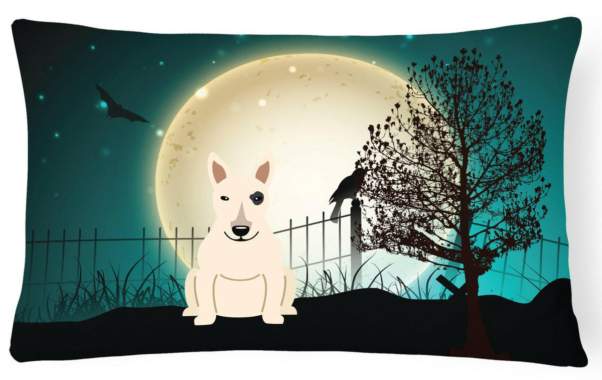 Halloween Scary Bull Terrier White Canvas Fabric Decorative Pillow BB2328PW1216 by Caroline&#39;s Treasures