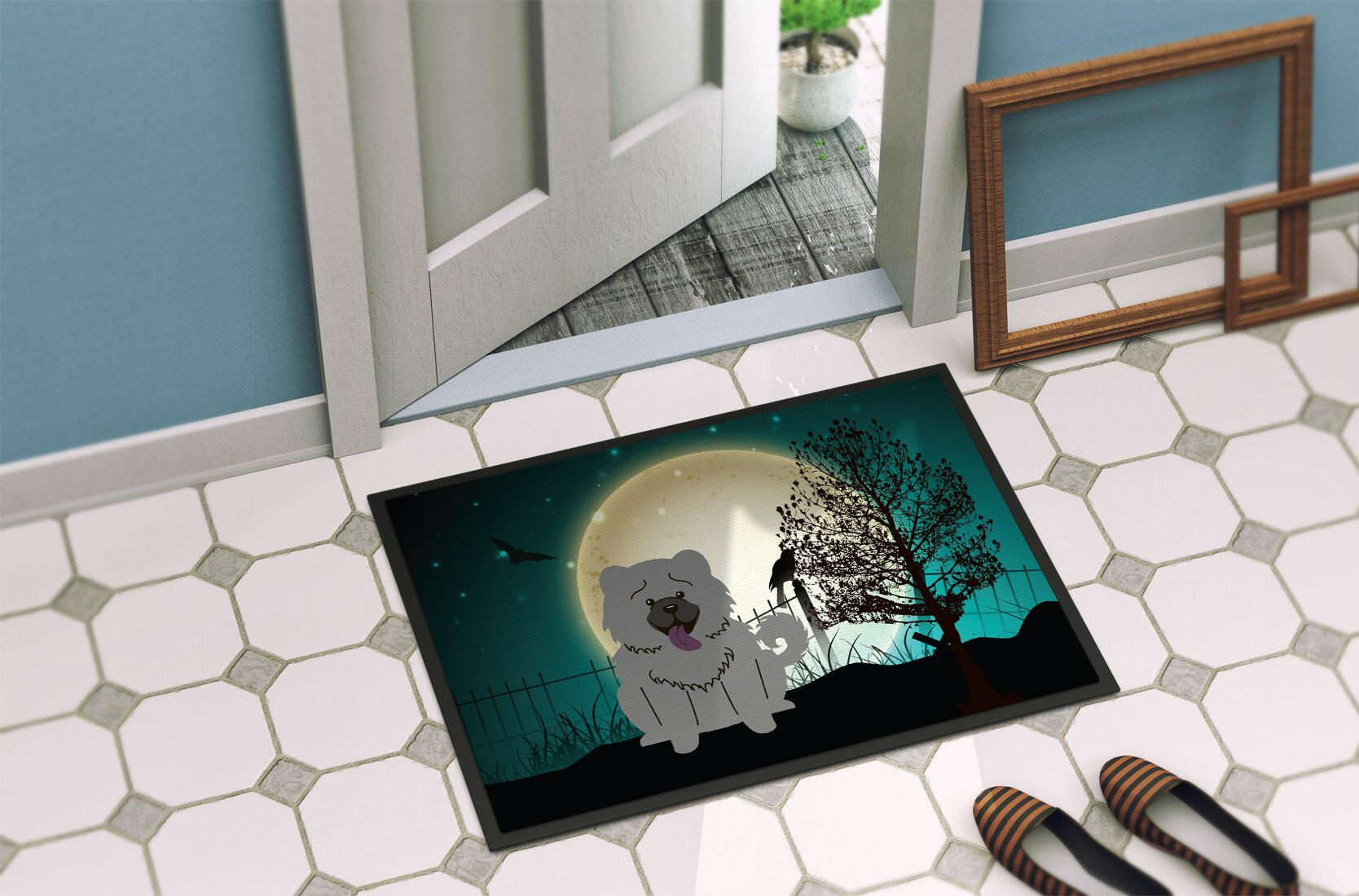 Halloween Scary Chow Chow Blue Indoor or Outdoor Mat 24x36 BB2329JMAT - the-store.com