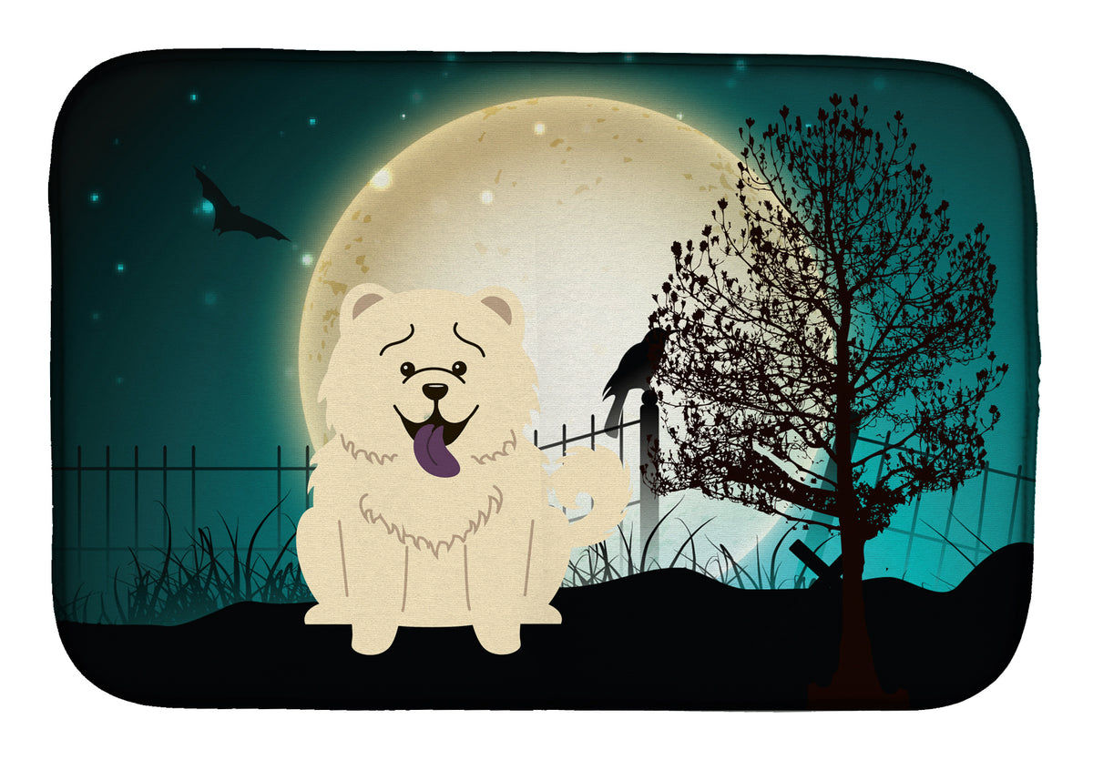 Halloween Scary Chow Chow White Dish Drying Mat BB2330DDM