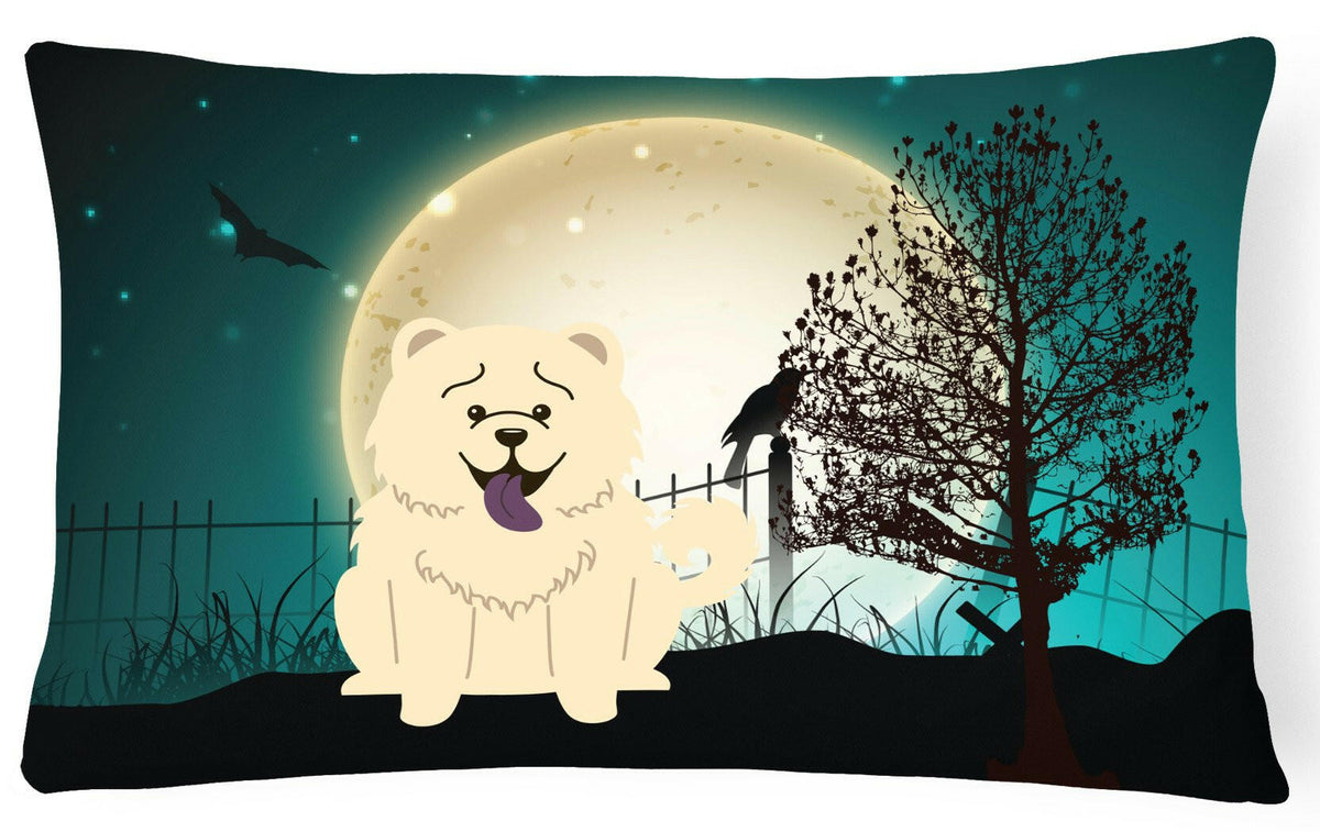 Halloween Scary Chow Chow White Canvas Fabric Decorative Pillow BB2330PW1216 by Caroline&#39;s Treasures