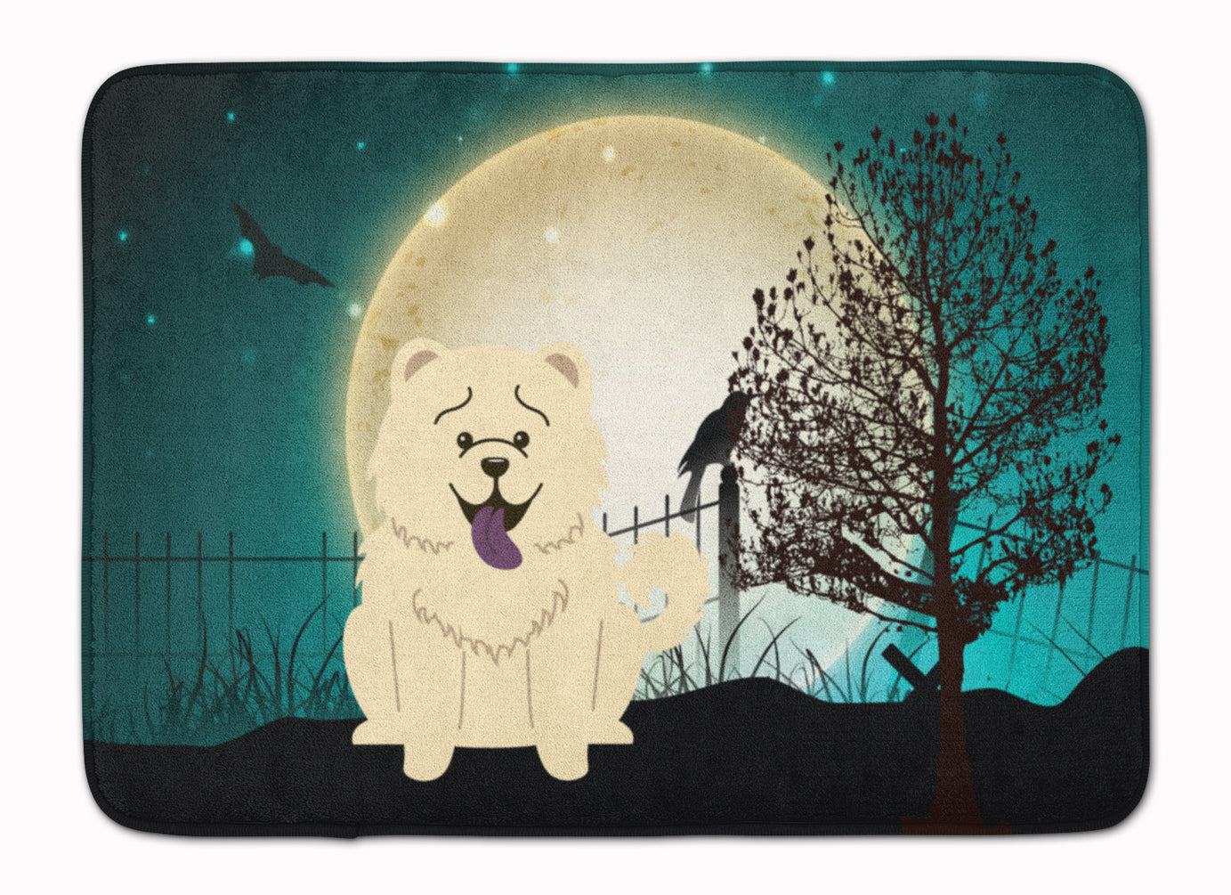Halloween Scary Chow Chow White Machine Washable Memory Foam Mat BB2330RUG - the-store.com