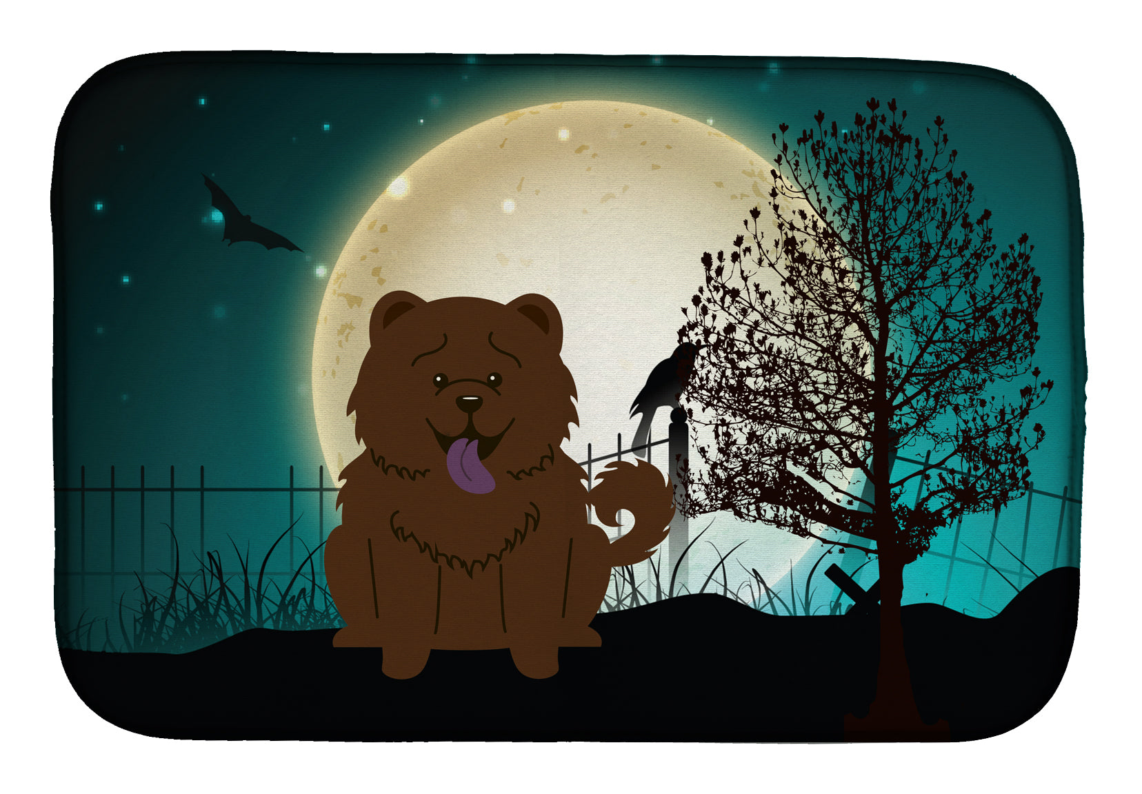 Halloween Scary Chow Chow Chocolate Dish Drying Mat BB2331DDM  the-store.com.