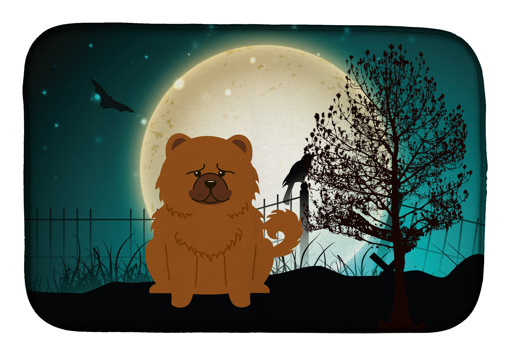 Halloween Scary Chow Chow Red Dish Drying Mat BB2332DDM