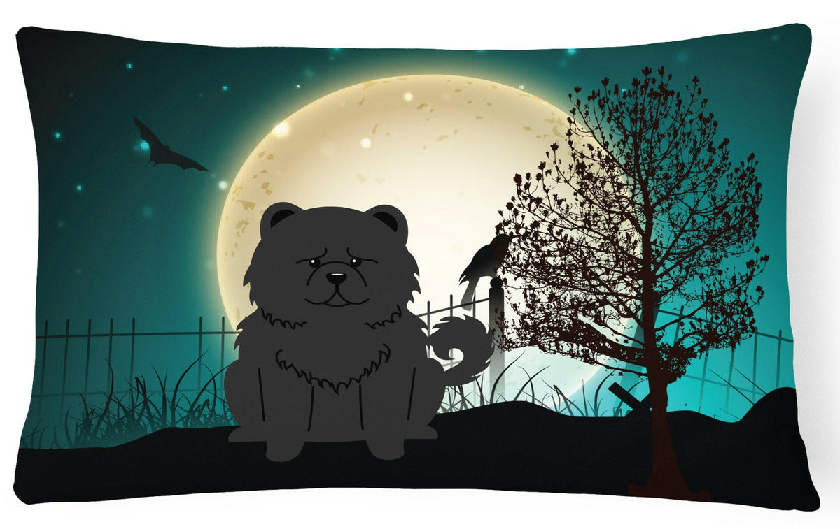 Halloween Scary Chow Chow Black Canvas Fabric Decorative Pillow BB2333PW1216 by Caroline&#39;s Treasures