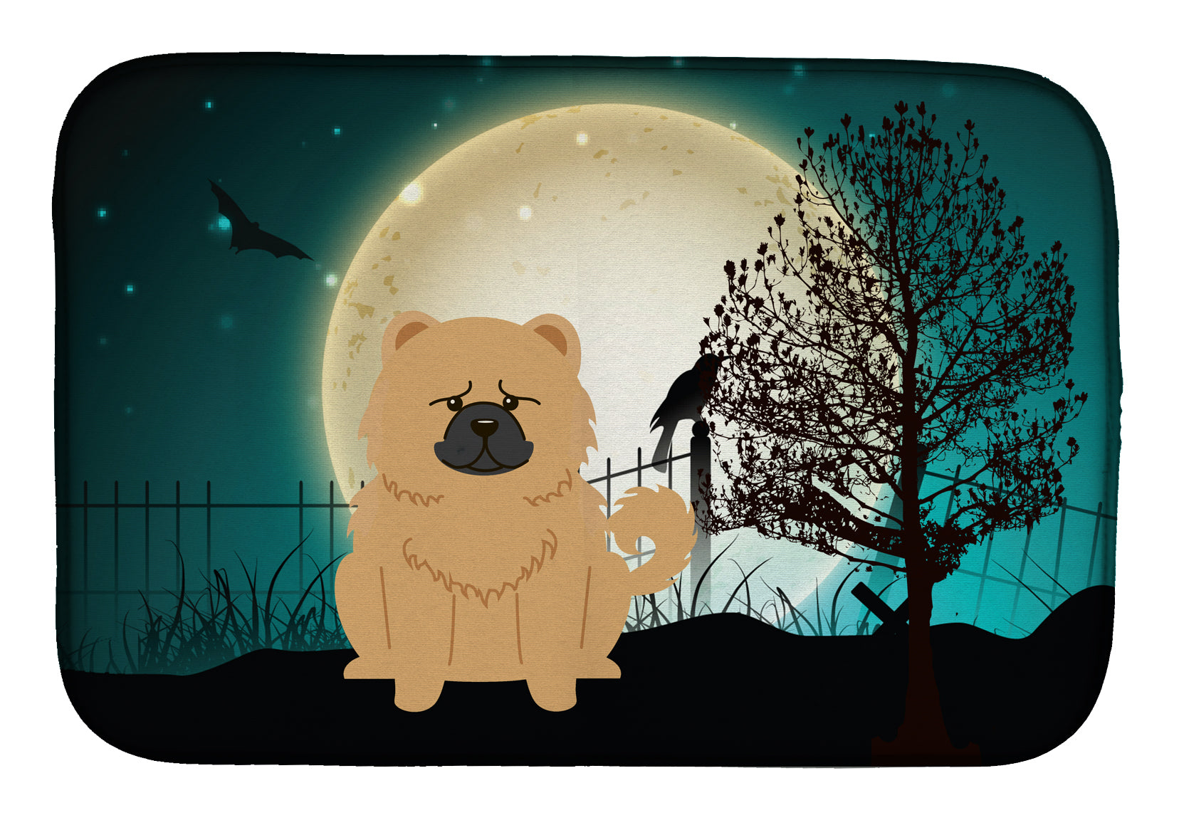 Halloween Scary Chow Chow Cream Dish Drying Mat BB2334DDM  the-store.com.