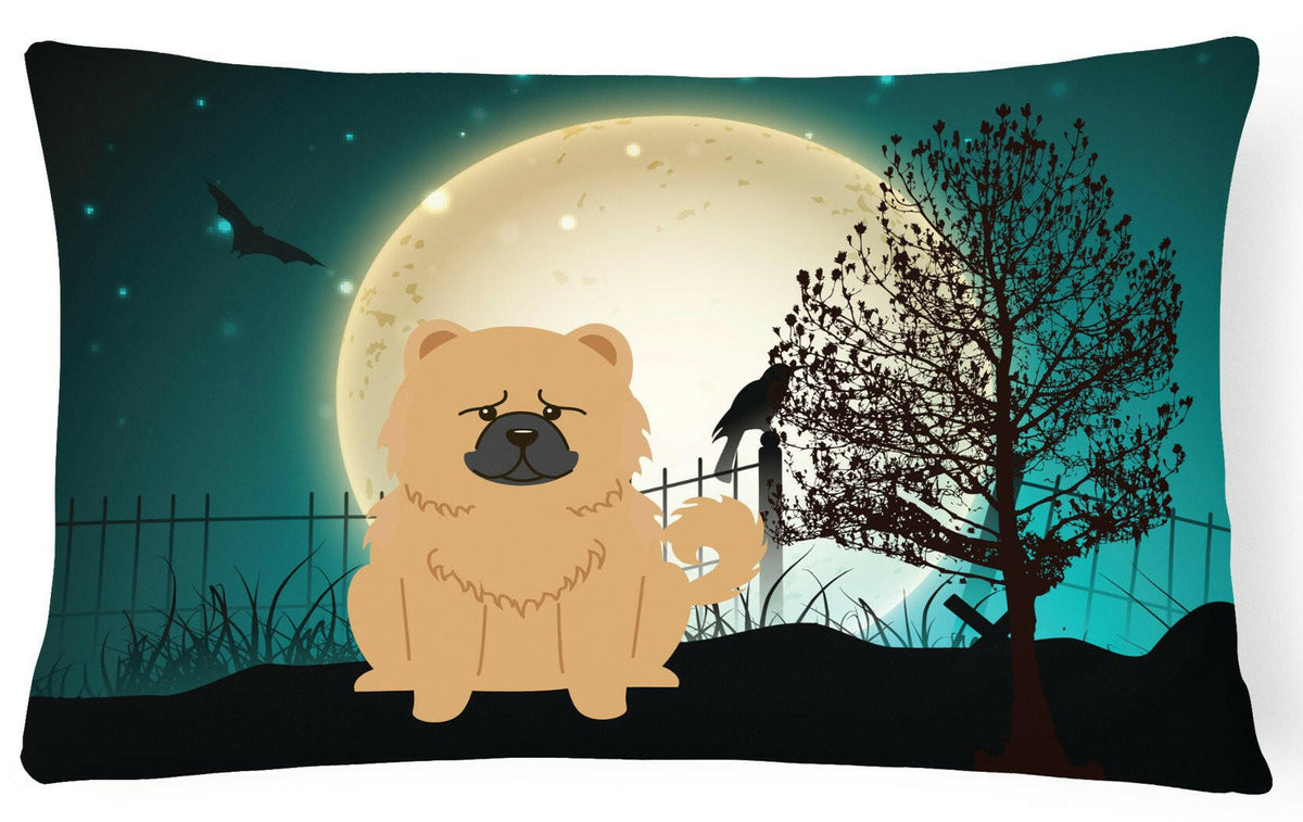 Halloween Scary Chow Chow Cream Canvas Fabric Decorative Pillow BB2334PW1216 by Caroline&#39;s Treasures
