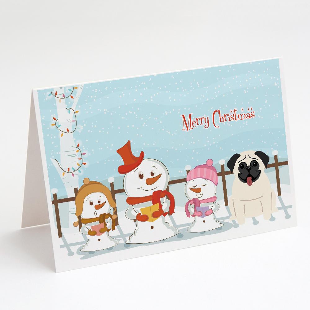 Buy this Merry Christmas Carolers Pug Cream Greeting Cards and Envelopes Pack of 8