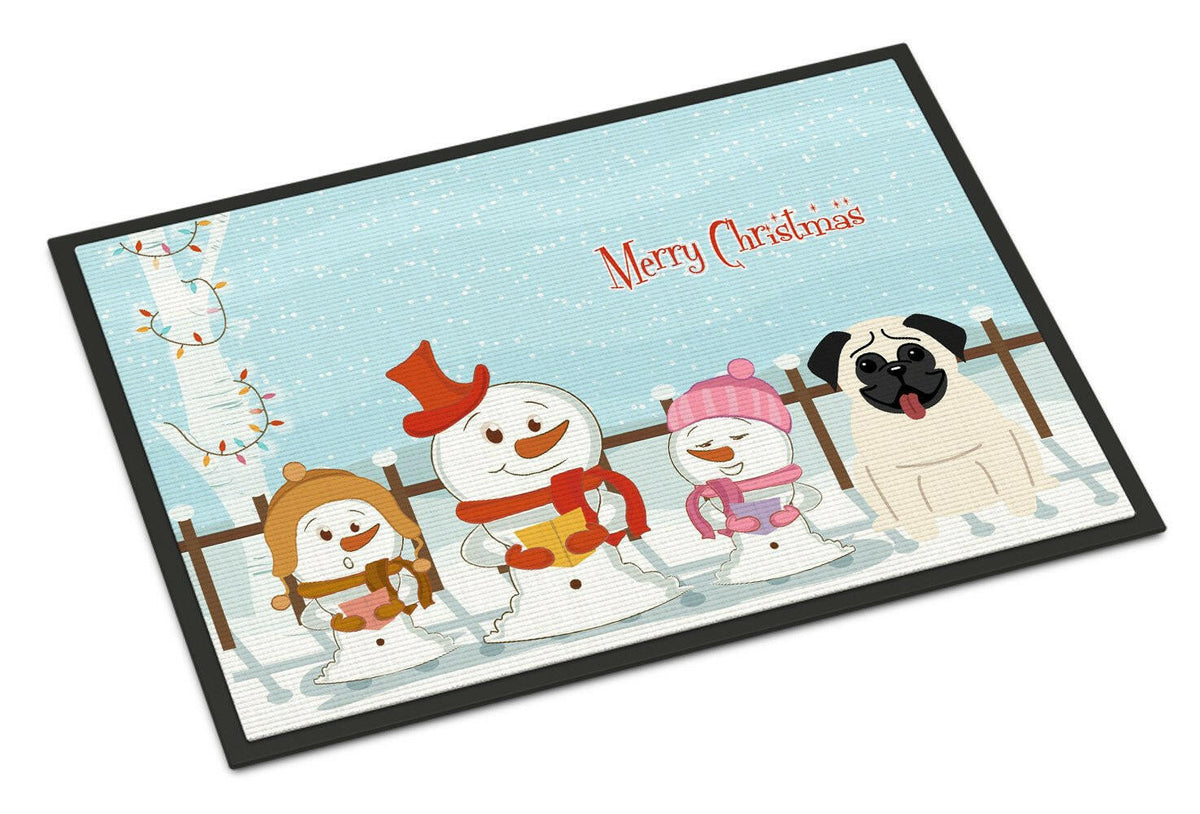 Merry Christmas Carolers Pug Cream Indoor or Outdoor Mat 24x36 BB2335JMAT - the-store.com
