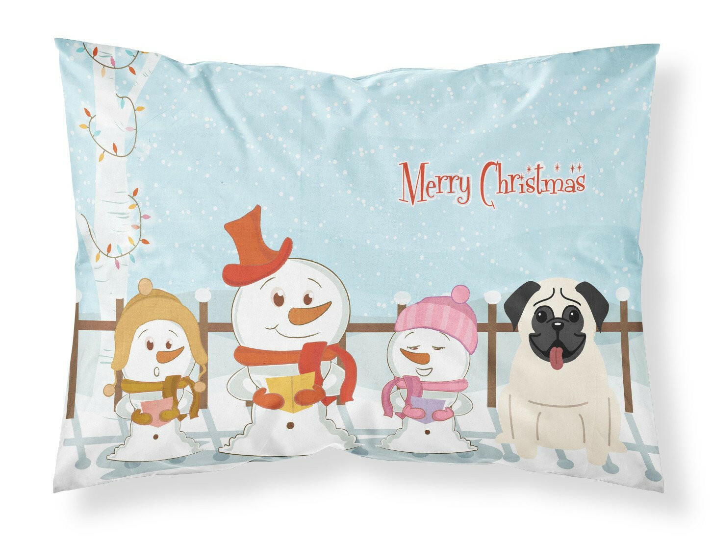 Merry Christmas Carolers Pug Cream Fabric Standard Pillowcase BB2335PILLOWCASE by Caroline's Treasures