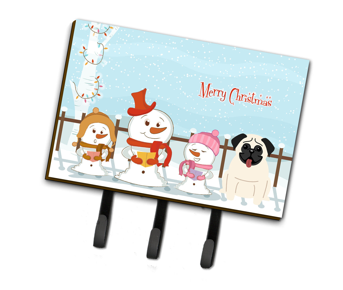Merry Christmas Carolers Pug Cream Leash or Key Holder BB2335TH68