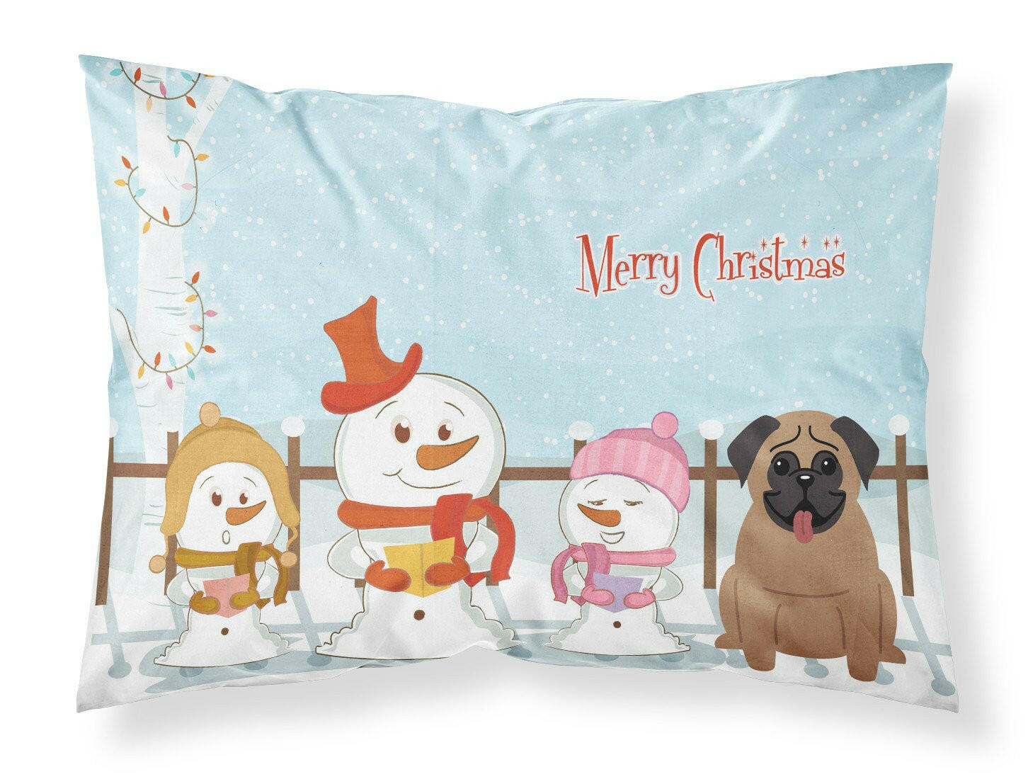 Merry Christmas Carolers Pug Brown Fabric Standard Pillowcase BB2336PILLOWCASE by Caroline's Treasures