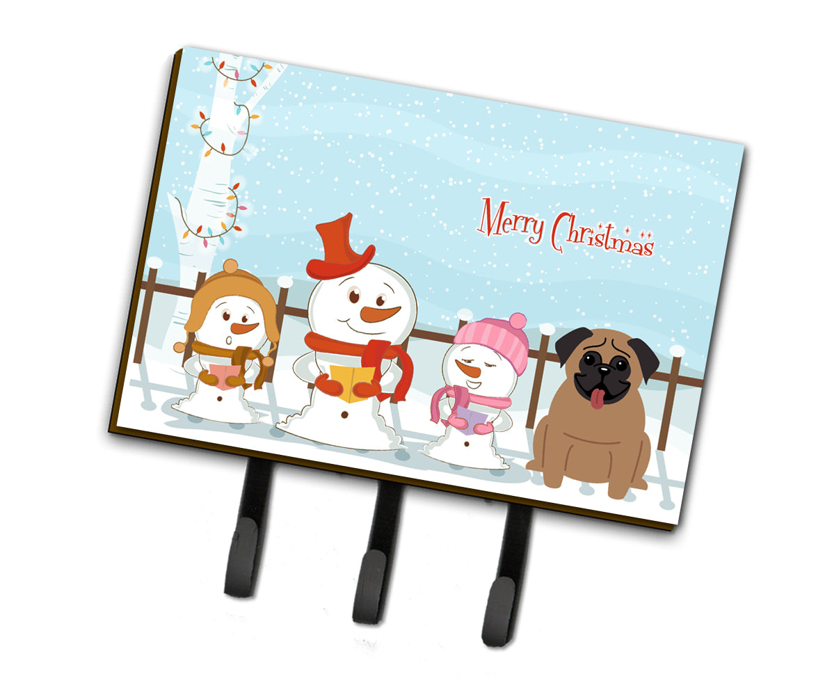 Merry Christmas Carolers Pug Brown Leash or Key Holder BB2336TH68  the-store.com.