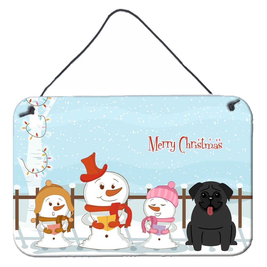 Merry Christmas Carolers Pug Black Wall or Door Hanging Prints BB2337DS812 by Caroline&#39;s Treasures