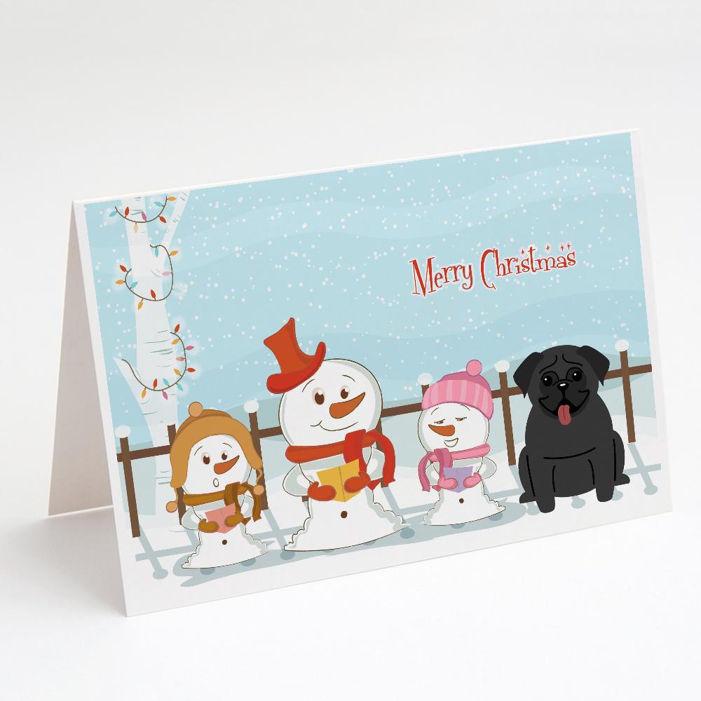 Buy this Merry Christmas Carolers Pug Black Greeting Cards and Envelopes Pack of 8