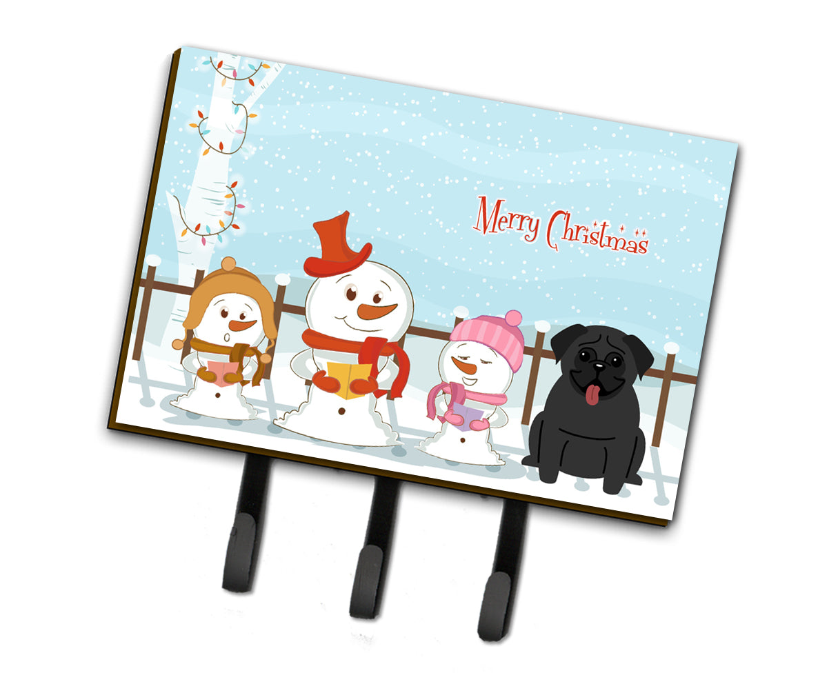 Merry Christmas Carolers Pug Black Leash or Key Holder BB2337TH68