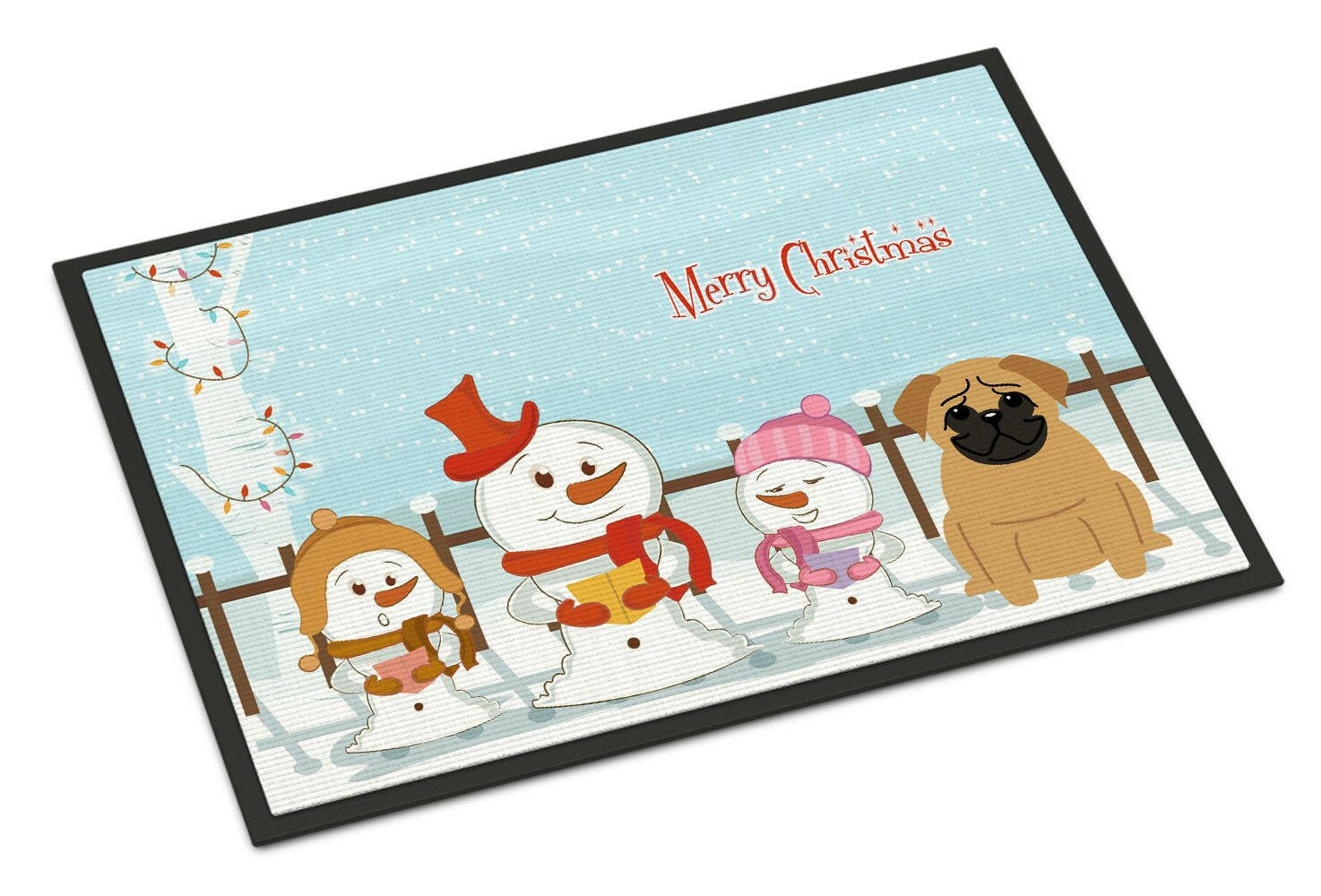 Merry Christmas Carolers Pug Brown Indoor or Outdoor Mat 24x36 BB2338JMAT - the-store.com