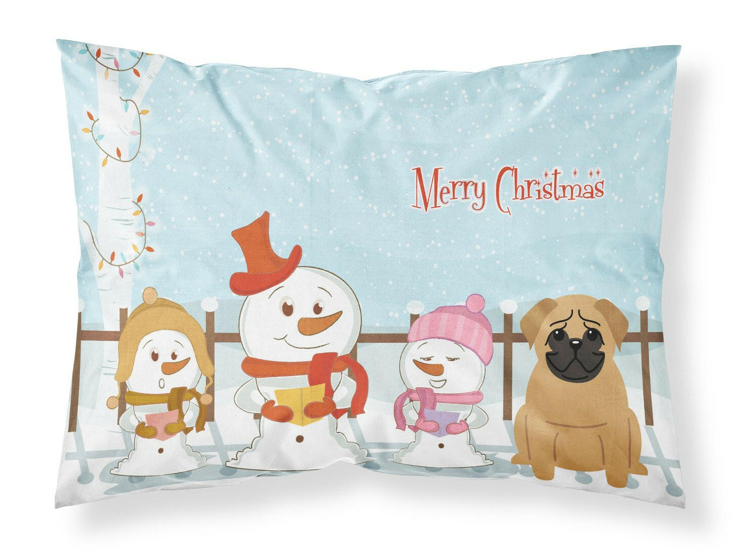 Merry Christmas Carolers Pug Brown Fabric Standard Pillowcase BB2338PILLOWCASE by Caroline's Treasures