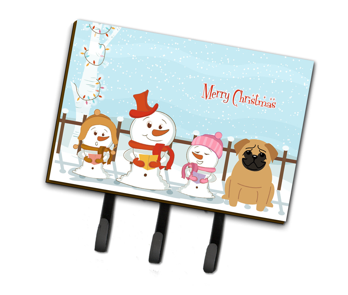 Merry Christmas Carolers Pug Brown Leash or Key Holder BB2338TH68