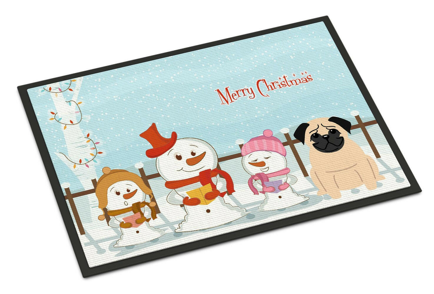 Merry Christmas Carolers Pug Fawn Indoor or Outdoor Mat 18x27 BB2339MAT - the-store.com
