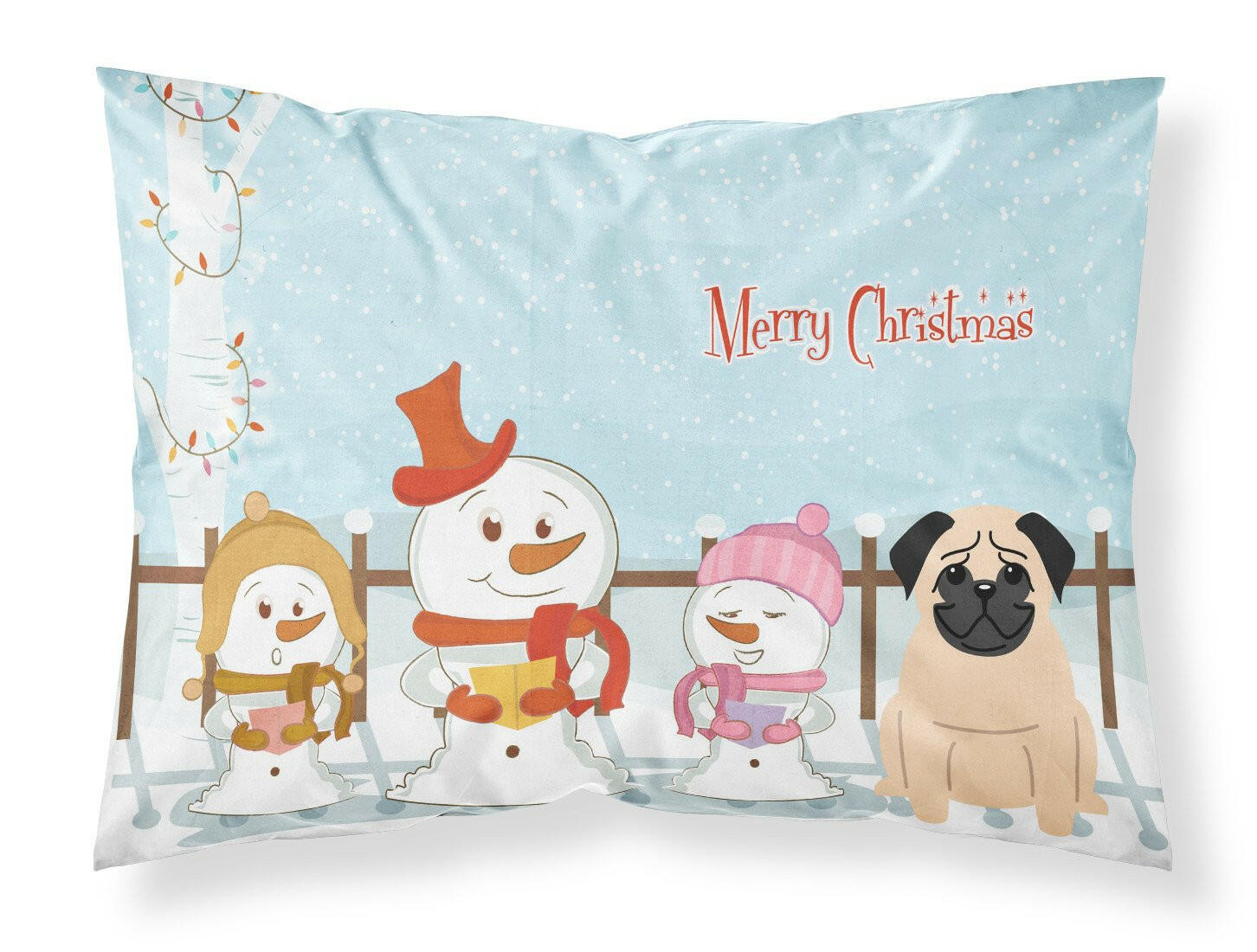 Merry Christmas Carolers Pug Fawn Fabric Standard Pillowcase BB2339PILLOWCASE by Caroline's Treasures