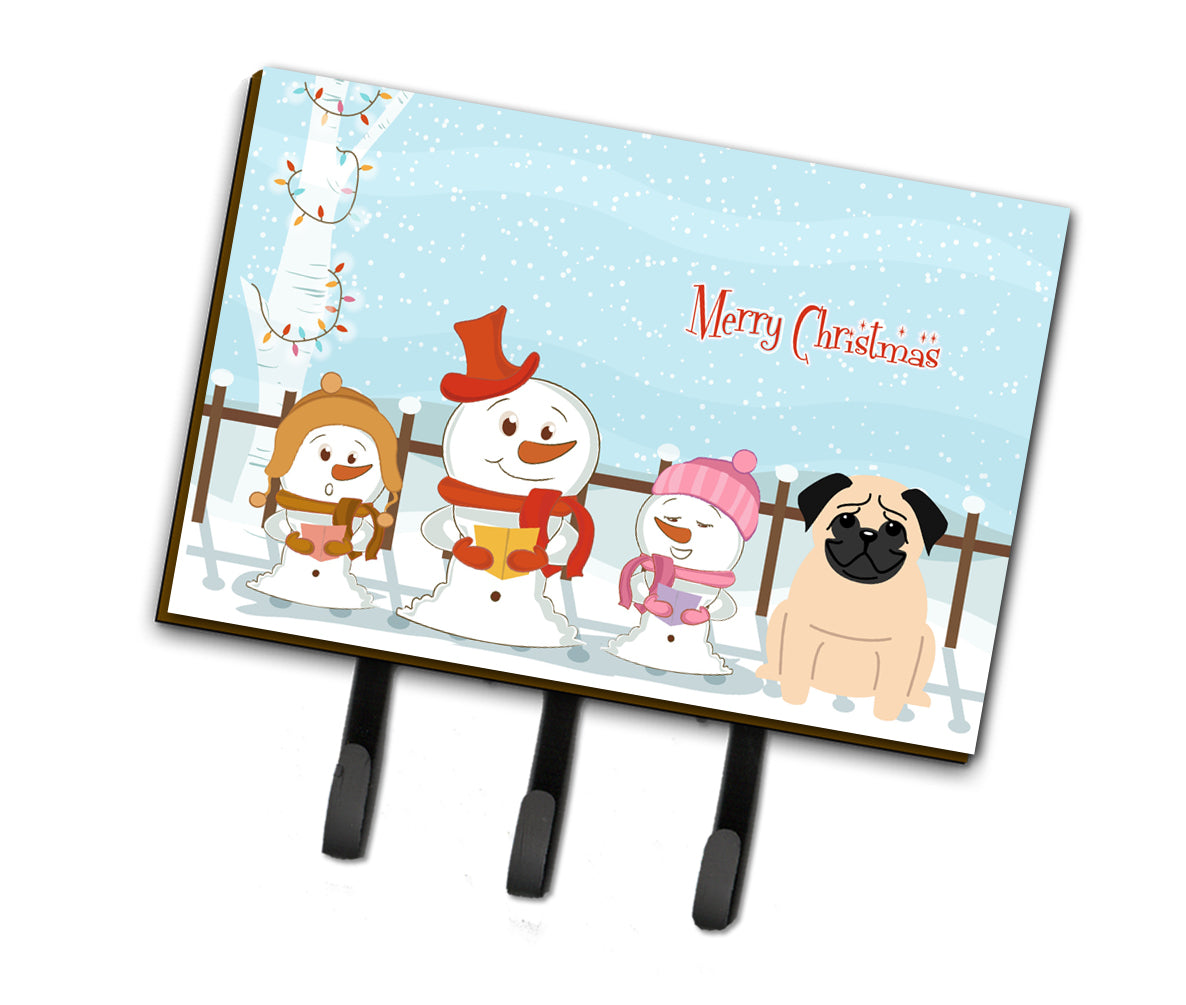 Merry Christmas Carolers Pug Fawn Leash or Key Holder BB2339TH68