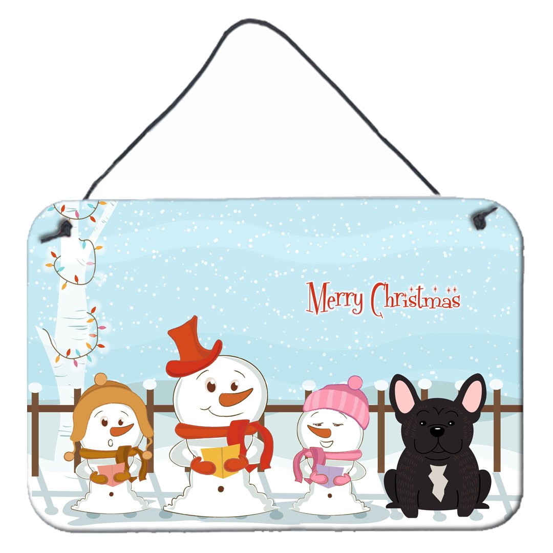 Merry Christmas Carolers French Bulldog Brindle Wall or Door Hanging Prints BB2340DS812 by Caroline&#39;s Treasures