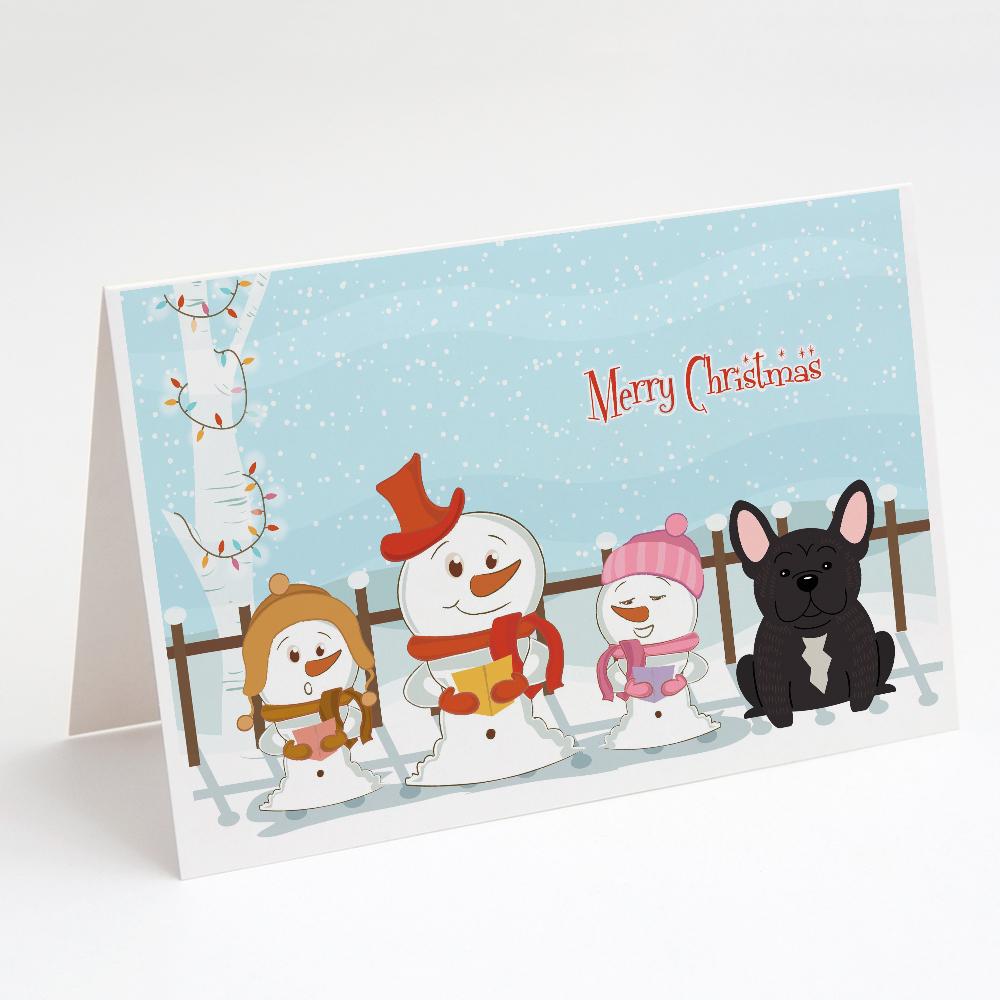 Buy this Merry Christmas Carolers French Bulldog Brindle Greeting Cards and Envelopes Pack of 8
