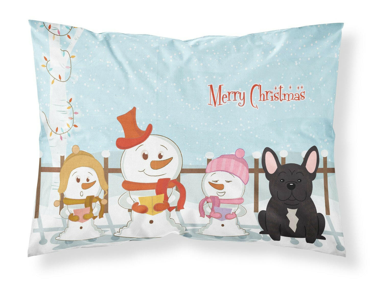 Merry Christmas Carolers French Bulldog Brindle Fabric Standard Pillowcase BB2340PILLOWCASE by Caroline's Treasures