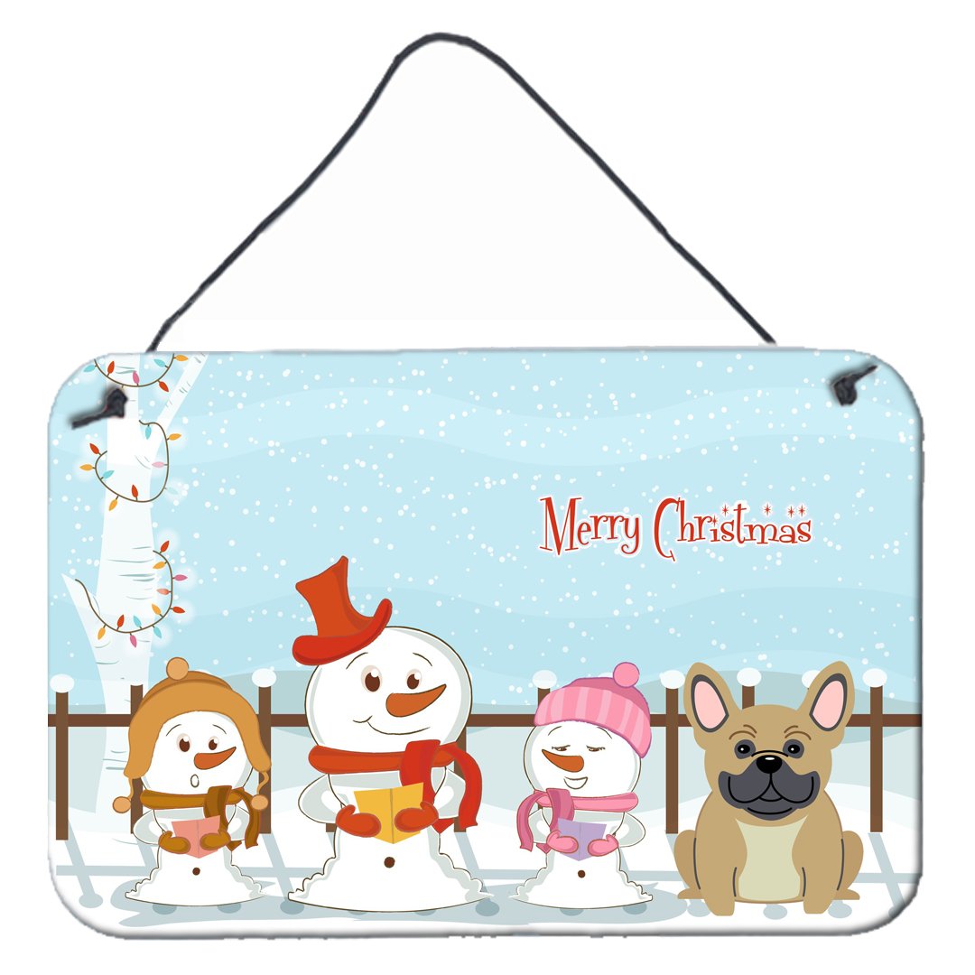Merry Christmas Carolers French Bulldog Cream Wall or Door Hanging Prints BB2341DS812 by Caroline&#39;s Treasures