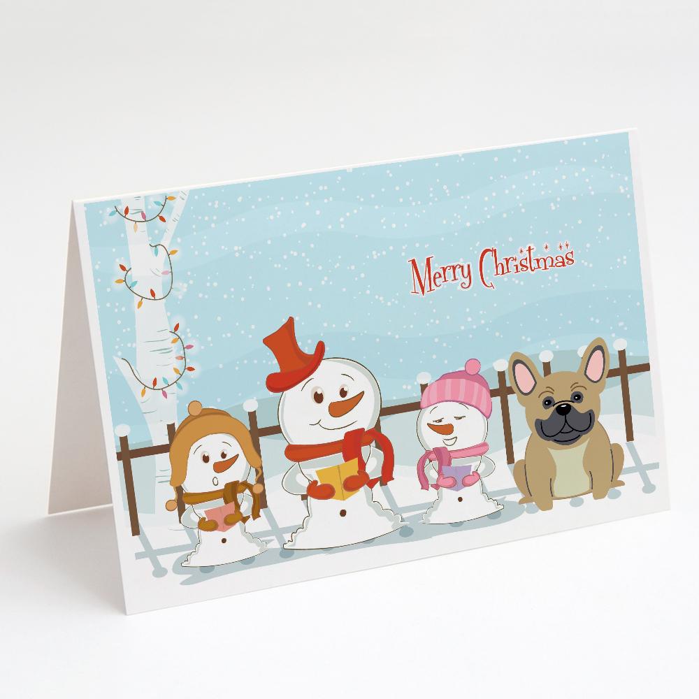 Buy this Merry Christmas Carolers French Bulldog Cream Greeting Cards and Envelopes Pack of 8