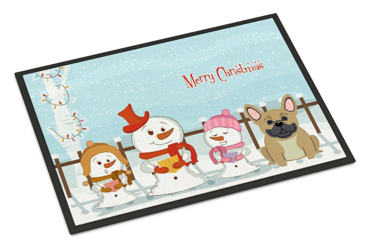 Merry Christmas Carolers French Bulldog Cream Indoor or Outdoor Mat 24x36 BB2341JMAT - the-store.com