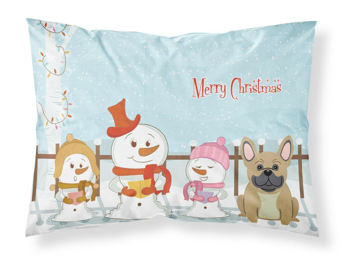 Merry Christmas Carolers French Bulldog Cream Fabric Standard Pillowcase BB2341PILLOWCASE by Caroline's Treasures