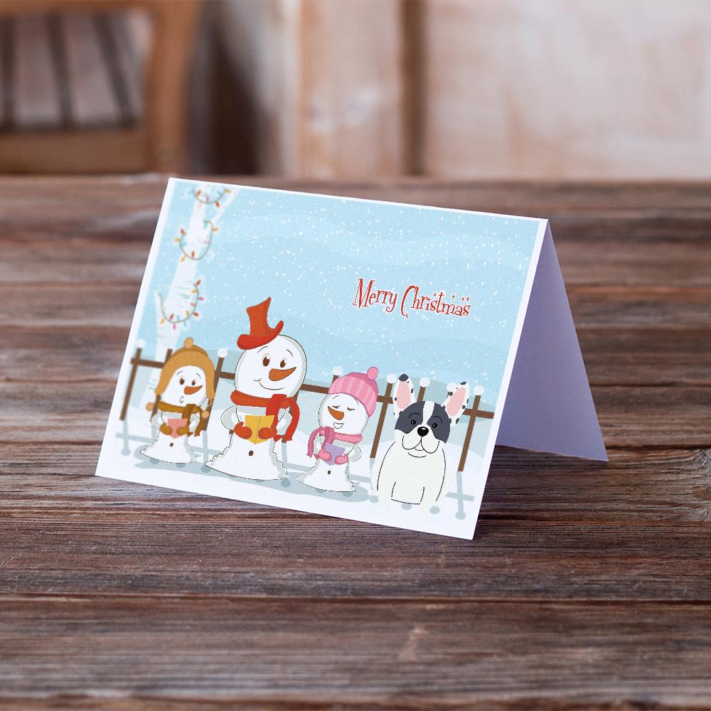 Merry Christmas Carolers French Bulldog Piebald Greeting Cards and Envelopes Pack of 8 - the-store.com