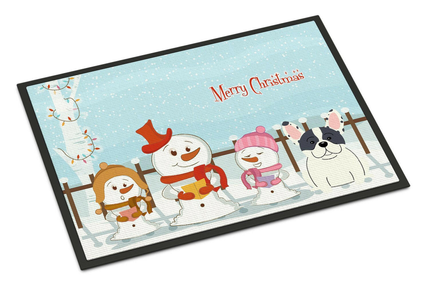 Merry Christmas Carolers French Bulldog Piebald Indoor or Outdoor Mat 18x27 BB2342MAT - the-store.com